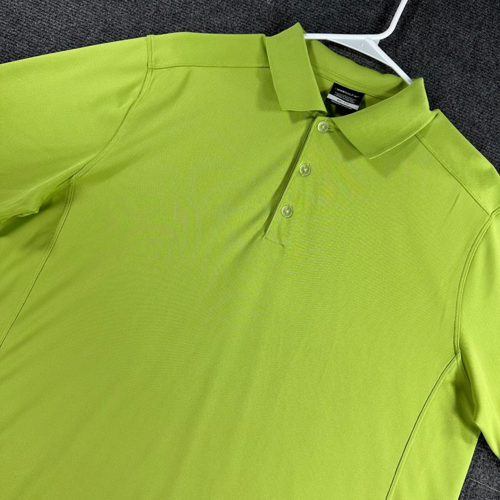 Nike Golf Polo Shirt Mens‎ L Large Lime Green Dri Fit Short Sleeve Swoosh Logo